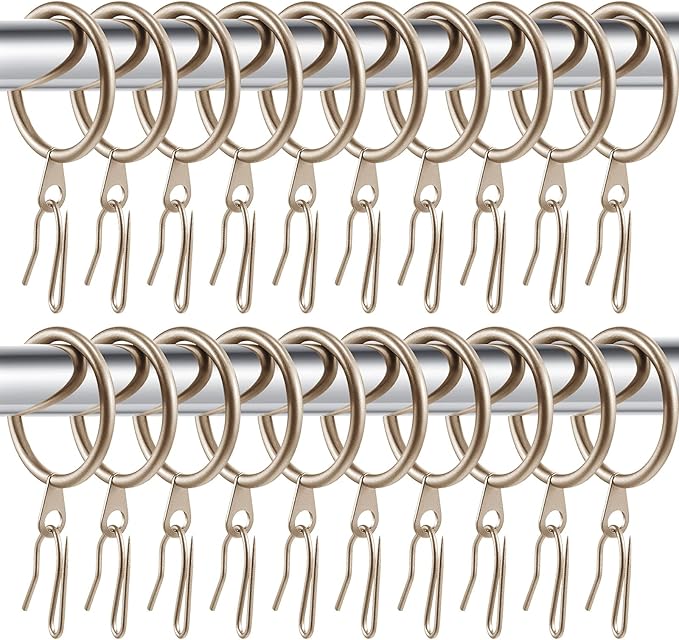 Hotop 60 Pcs 1.26 Inch Curtain Ring and 60 Pcs Pin Hook, Champagne Gold | Metal by HOTOP