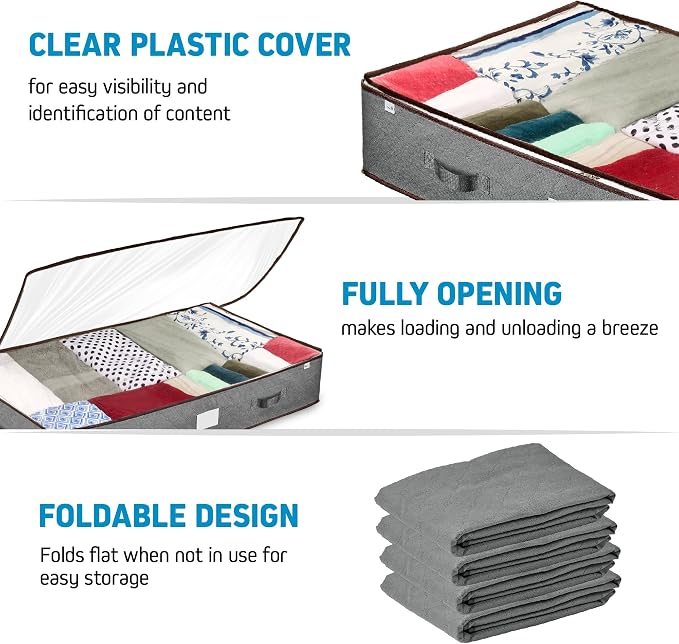 ZOBER Under Bed Storage Bags, Underbed Storage Containers, 90L 4-Pack | - Image 4