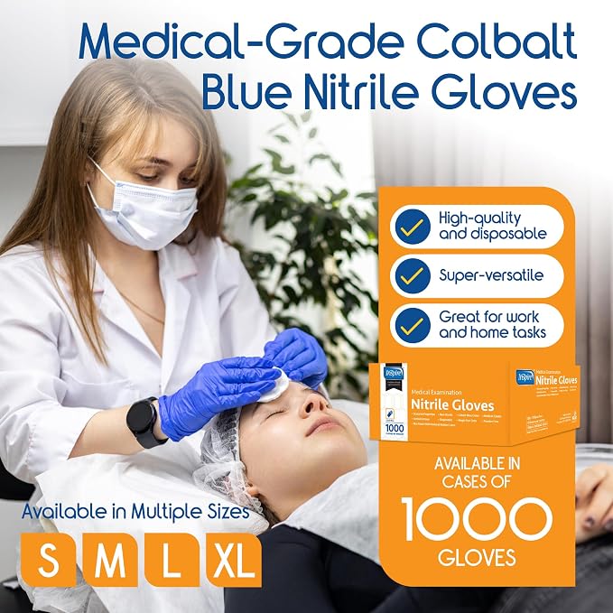 Inspire Cobalt Blue Nitrile Disposable Gloves | 4.5 Nitrile Safety Medical Exam - Image 2