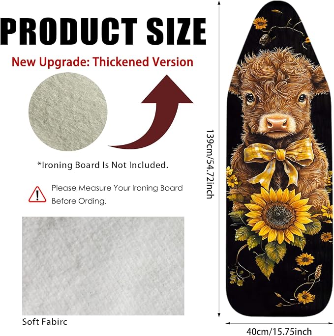 Nuxovilar Sunflower Calf Cotton Ironing Board Cover 15x54 Fabric - Image 3