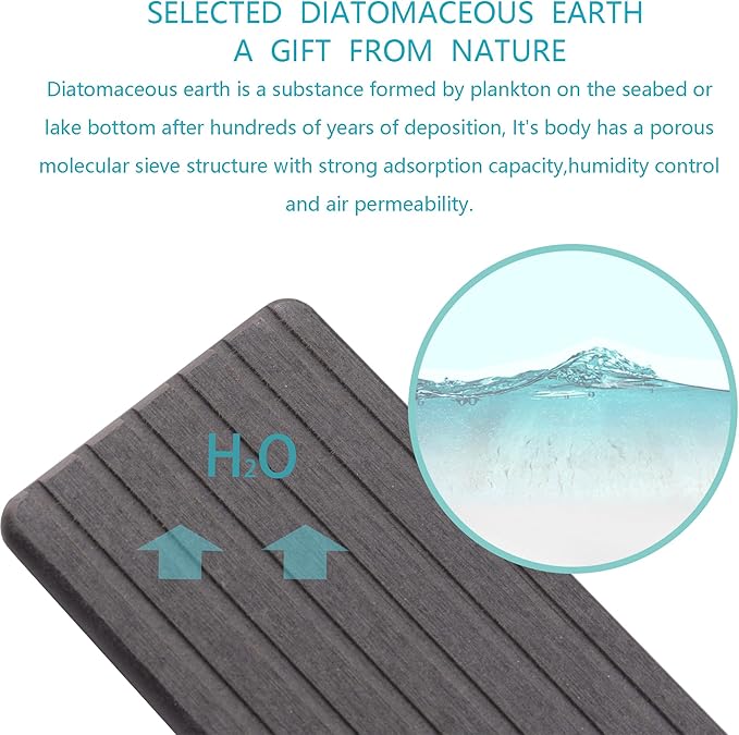 2 PCS Water Absorbent diatomite Coasters, 9.5" x 5.5" Water Absorbing Stone Tray for Sink, Stone Drying mat for Kitchen Counter, Stone soap Tray Used for Hand Soaps & toiletries & Plants