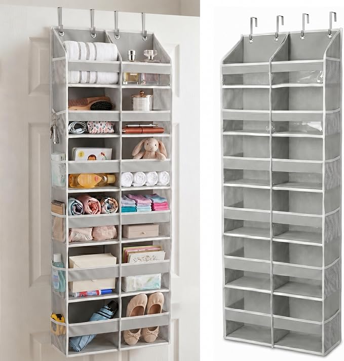 HOMELUX THEORY Over the Door Organizer, 6-Tier XL, 100D Fabric, Light Gray by HomeluxTheory