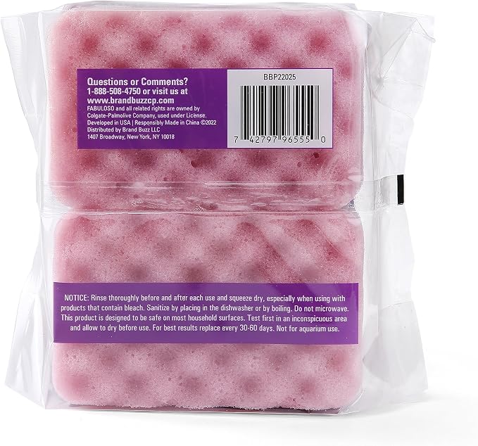 Fabuloso Scratch-Free Kitchen Dish Sponges Purple Cellulose Scrubber Sponge - Image 9