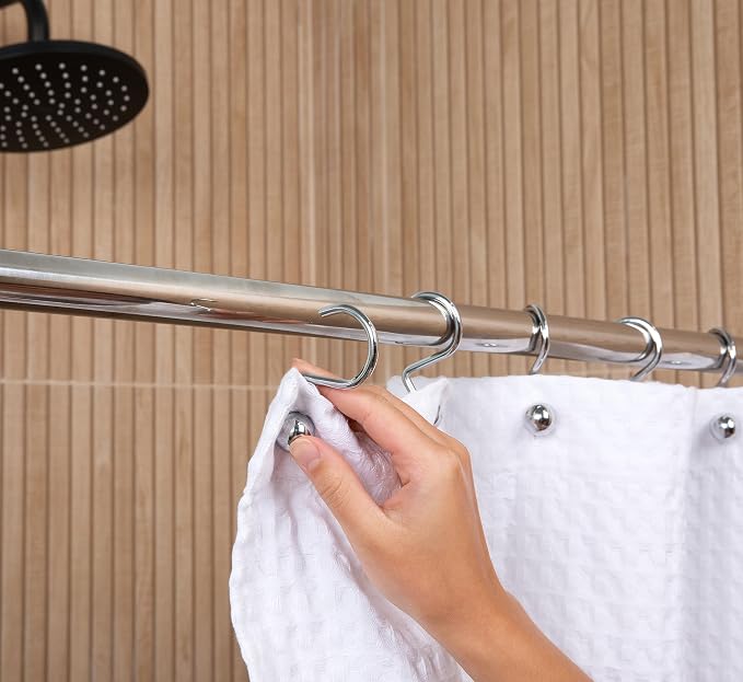 Luxury S Shower Curtain Hooks Hotel Quality Silver Chrome Finish | Bathroom - Image 5