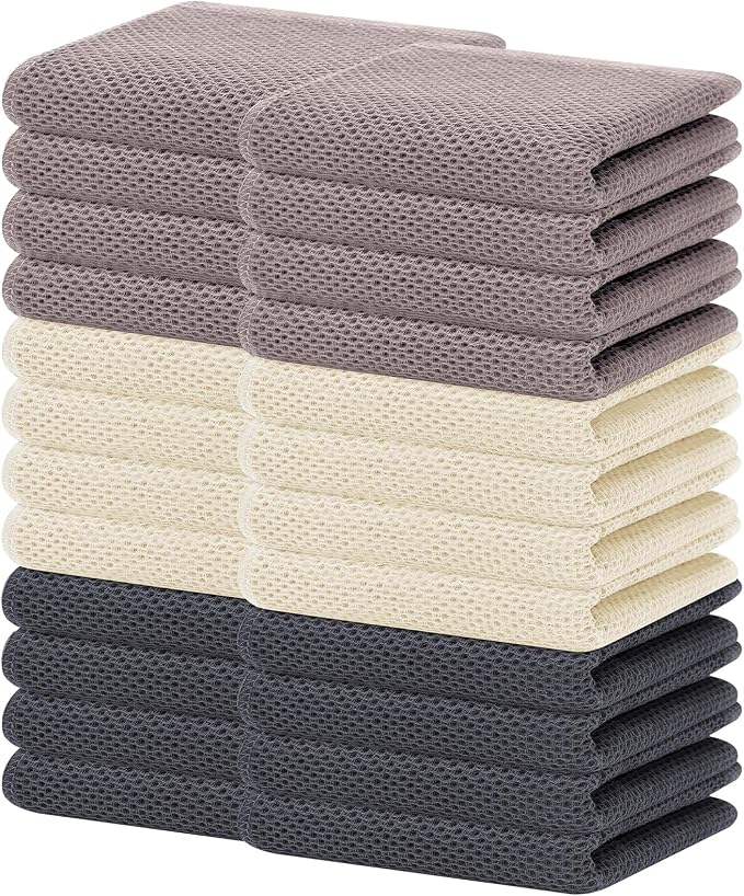 Homaxy 100% Cotton Waffle Weave Kitchen Dish Towels 24-Pack, Mixed Color | 13 x by Homaxy