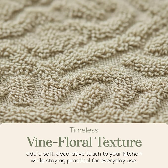 4 Pack Hand Towels, Cotton Sage Green and White Floral Kitchen Towel, Soft and - Image 3