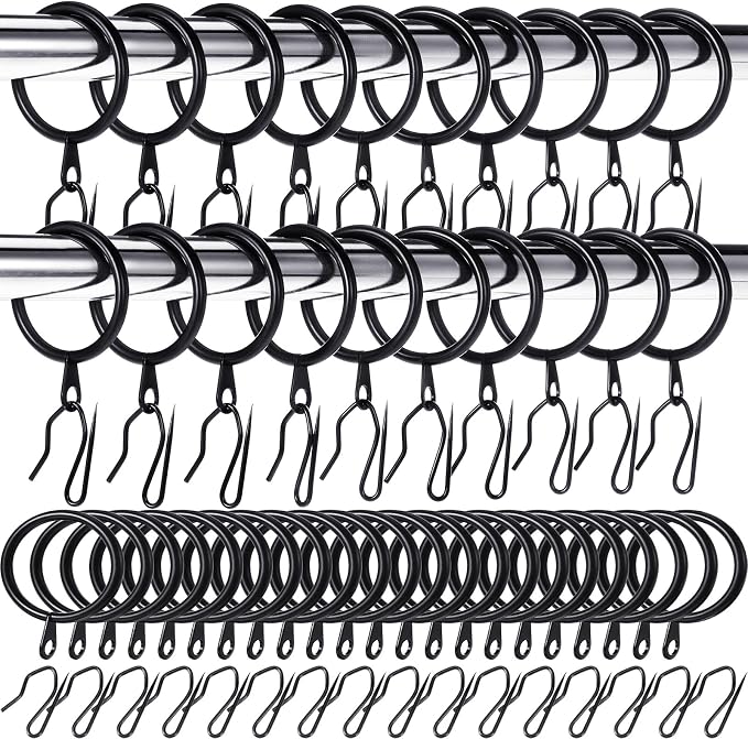 Hotop 60 Pcs 1.65 Inch Curtain Ring and 60 Pcs Pin Hook, 0.98/1.26/1.5/1.65 by HOTOP