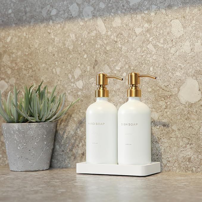 Prus Waso Gold Soap Dispenser Set | Glass Soap Dispenser - Image 6