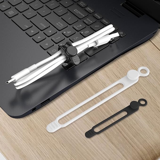 16Pcs Silicone Cable Ties, Cord Organizer Cable Management-2Sizes | Reusable - Image 7