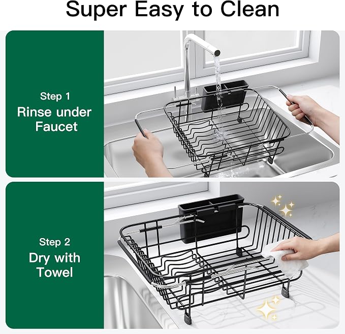 JASIWAY Black Dish Drying Rack in Sink - Image 9