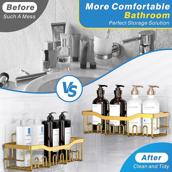 Shower Caddy 5 Pack, Adhesive Shower Organizer - Image 3