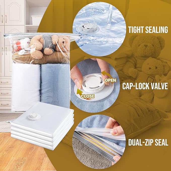 TAILI 4 Pack Vacuum Storage Bags, Jumbo Size, Cream | Vacuum Seal Bags - Image 4