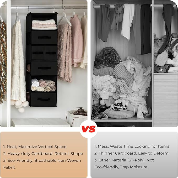 GRANNY SAYS Hanging Closet Organizer, 5 Drawers, 6 Shelves, 6 Pockets | Hanging - Image 7