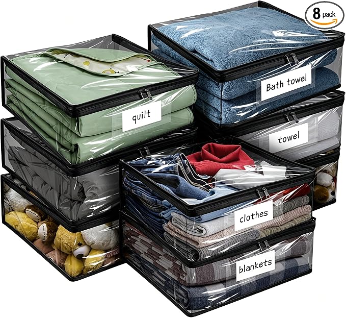 Plastic Storage Bags with Easy-Glide Zipper, Durable Clear Vinyl Zippered by Kikerike