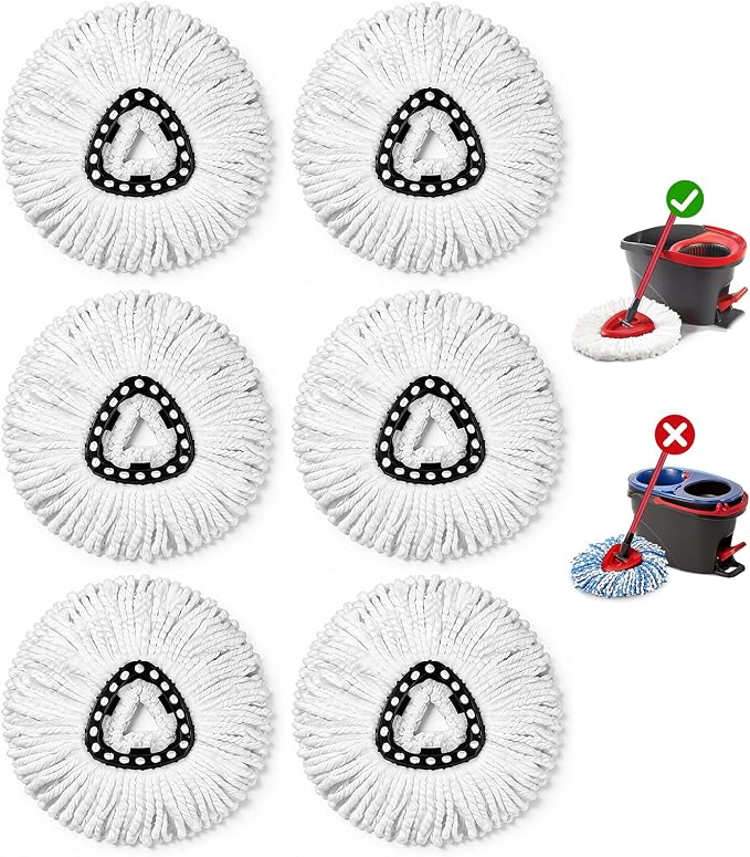 6 Pack Spin Mop Head Replacement by EPSUNORISE