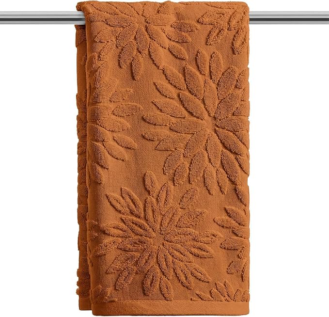 Artoid Mode 1 Pc Caramel 3D Dahlia Floral Jacquard Hand Towels by ArtoidMode
