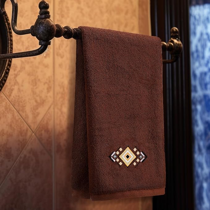 3 Pcs Western Aztec Hand Towels Southwestern Bathroom Decor | Embroidered - Image 4