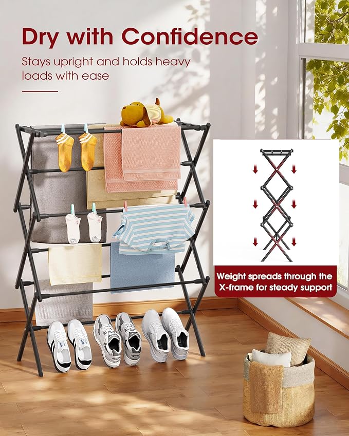 Sakugi Foldable 3-Tier Clothes Drying Rack 37.4" H - Image 2