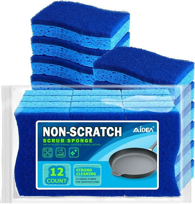 AIDEA Sponges Kitchen, Non Scratch Scrub Sponge-12Count, Dish Sponges | by AIDEAHOME