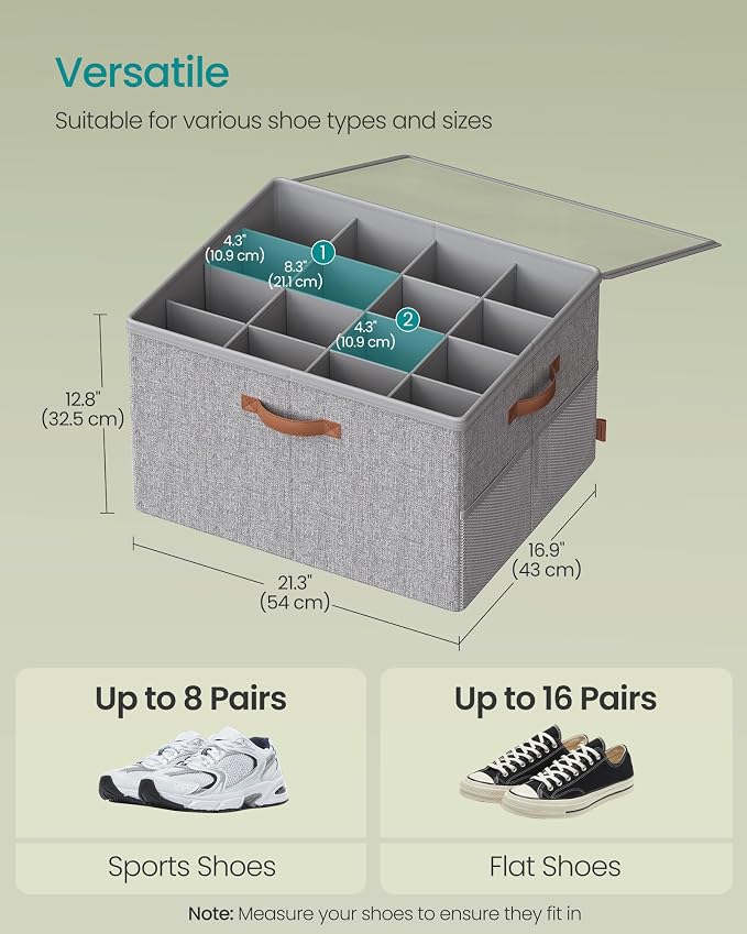 SONGMICS Shoe Organizer for Closet, 2 Pack Fabric Bins, Fits up to 32 Pairs - Image 6