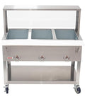Kratos Commercial Electric Steam Table/Hot Food Table with Overshelf and Sneeze Guard, 3 Wells, Stainless Steel, Mobile, NSF, 120V (28W-202)
