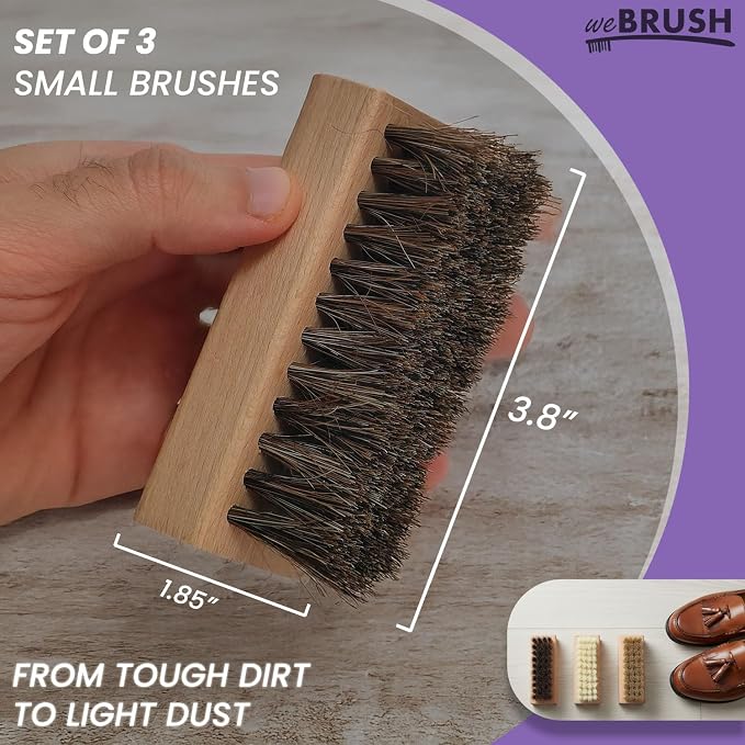 3 Small Shoe Brushes, Shoes Cleaning Brush Kit, Suede Shoe Cleaner, Boot White - Image 4