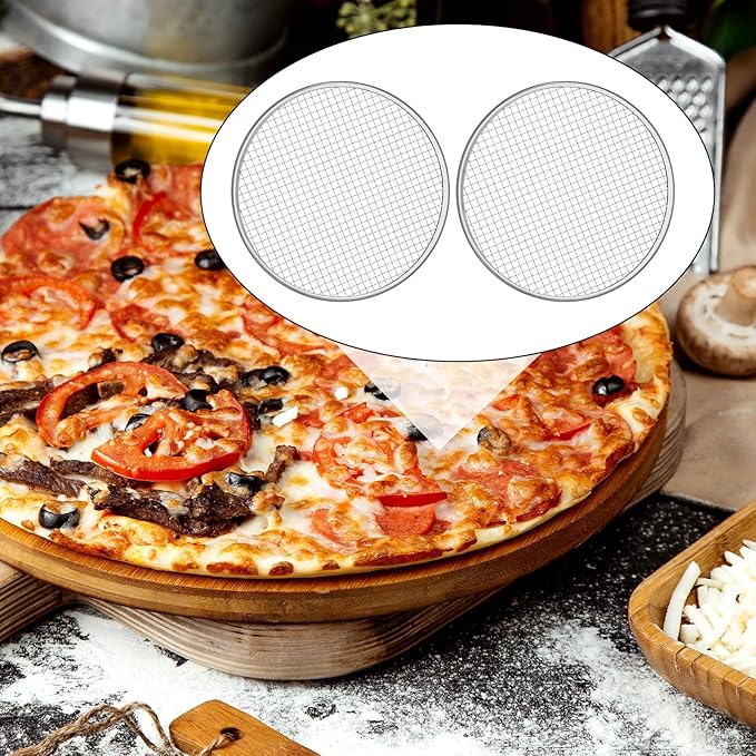 4 Pack 12 Inch Pizza Screen, Aluminum Alloy Pizza Pan for Oven Nonstick Pizza Screen, Seamless Rim & Rust-Free, Pizza Baking Pan Pizza Crisper Tray for Kitchen, Commercial, BBQ