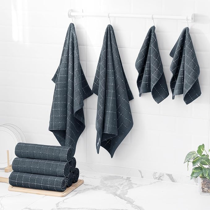 Homaxy Kitchen Towels and Dishcloths Set, Dark Grey - Image 8