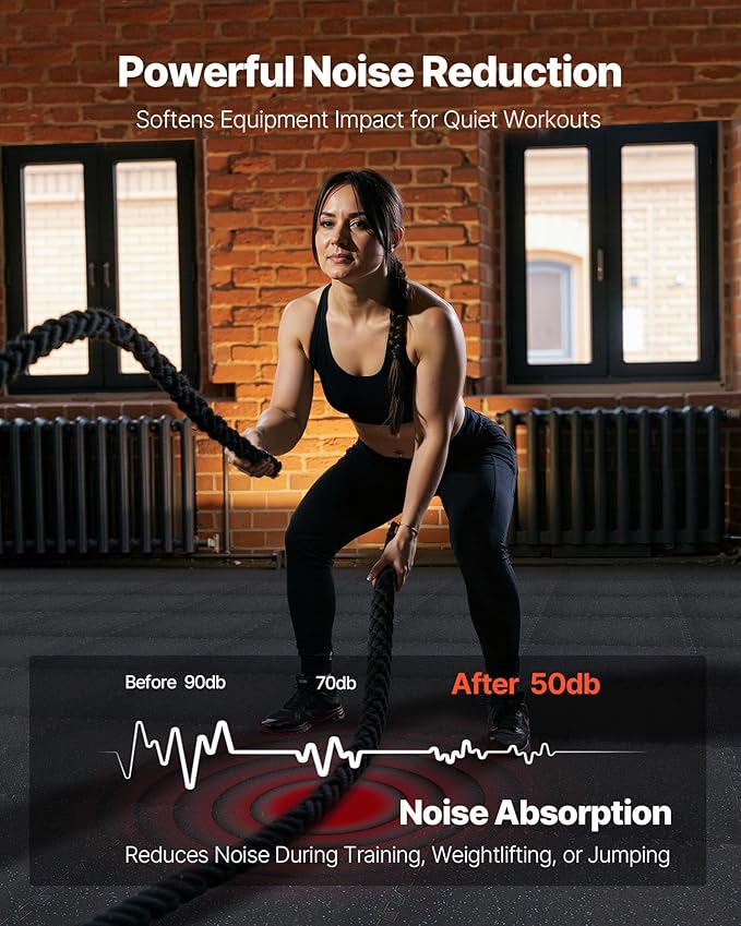 VEVOR 0.4Inch 96sq.ft 24 Tiles Gym Flooring for Home Gym, Rubber Top with High Density EVA Foam, 24 x 24In Gym Floor Exercise Equipment Mats, Interlocking Gym Mats, Puzzle Workout Mats, Black & Blue