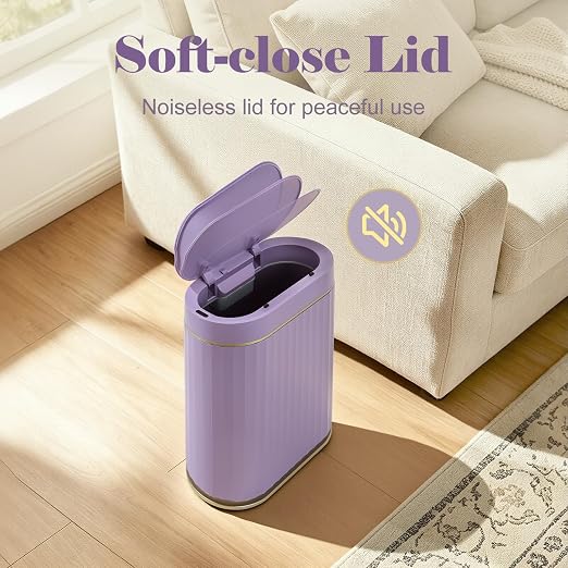 ELPHECO Bathroom Sensor Trash Can, 2 Gallon, Automatic Lid, Slim Plastic - Image 5
