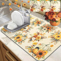 LOKHOM 18"x24" Fall Dish Drying Mat，Autumn Harvest Pumpkin Sunflower | by LOKHOM