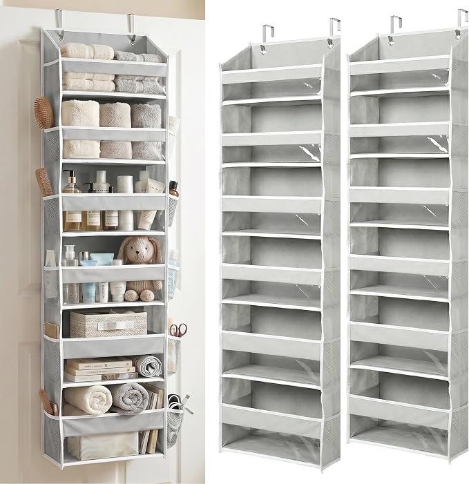 HOMELUX THEORY Over the Door Organizer, 100D Fabric, Light Gray 2pc by HomeluxTheory