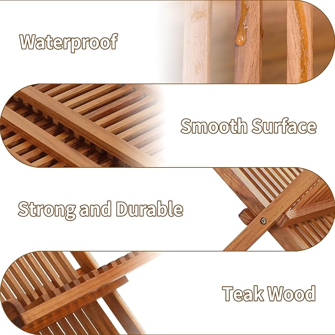 Utoplike Teak Wood Dish Drying Rack, Foldable Plate Organizer Countertop | - Image 6