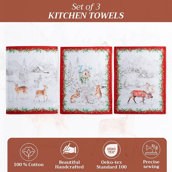 Maison d' Hermine Kitchen Towels Set of 3 Reusable 100% Cotton 27.50" x 20" - Image 2
