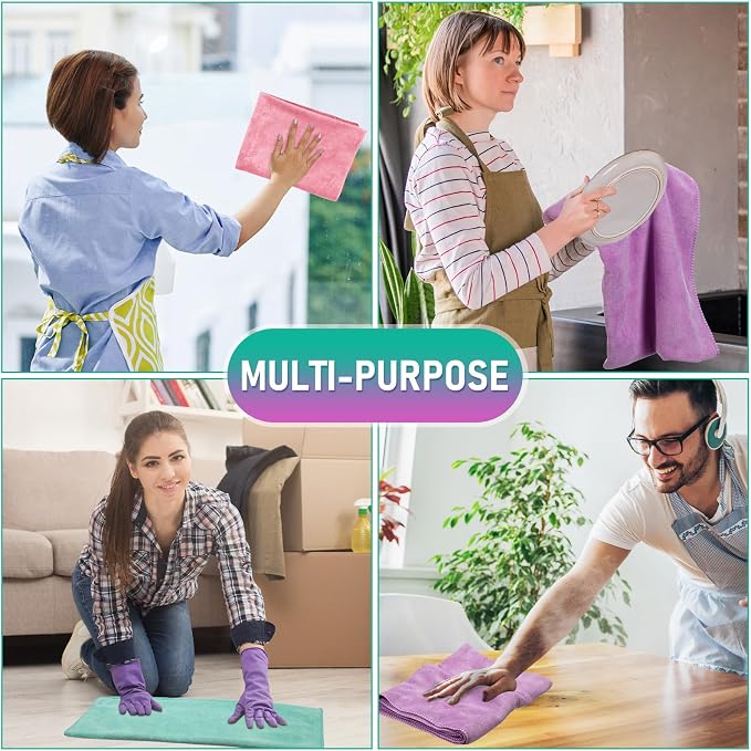 Newwiee 6 Pcs Extra Large Microfiber Cleaning Cloth 30" x 20" Washable Reusable - Image 6