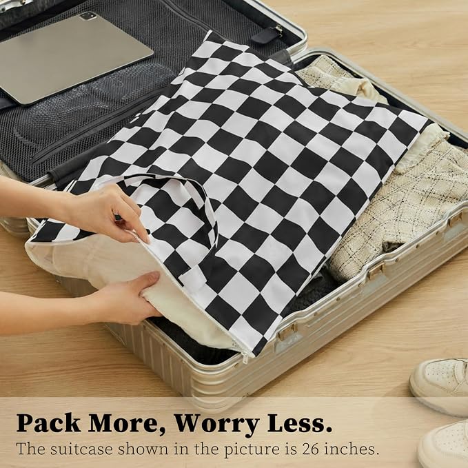 Ohocut Checkered 2 Pcs Large Travel Laundry Bags - Image 2