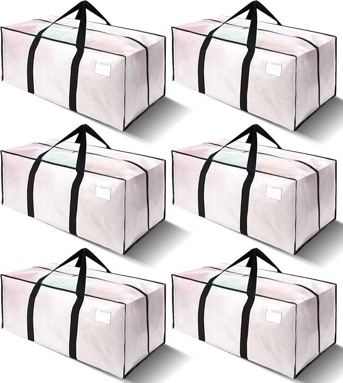 6 Pack Heavy Duty Extra Large Moving Bags W/Backpack Straps by VELVETSURE