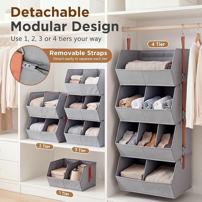 4 Tier Collapsible Hanging Closet Organizer - Image 5