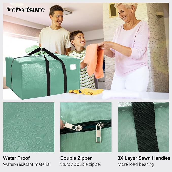 6 Pack Heavy Duty Extra Large Moving Bags W/Backpack Straps - Image 3
