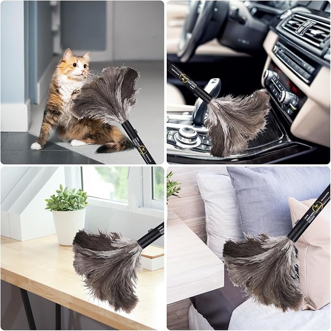 Aldwin Ostrich Feather Duster Retractable 16 inch, 1 Pack | Genuine Fluffy - Image 5