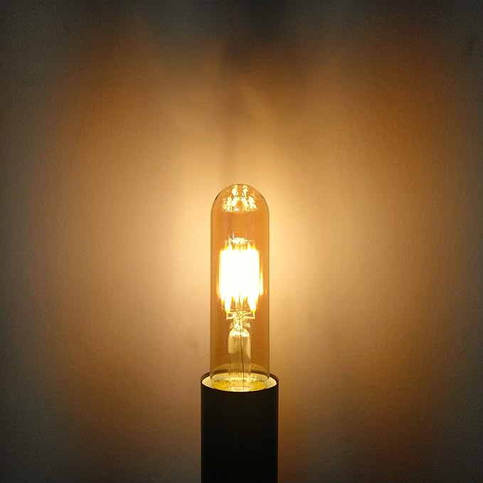 T10 LED Bulbs 2200K Warm White, 4W Amber Colored Tubular Edison Light Bulbs, E26 Medium Base,40 Watt Equivalent, Dimmable Tube Vintage Led Bulbs, LED Filament Bulb for Desk Lamp, Display Pendant Light