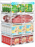 iSPECLE 4 Pack Freezer Organizer Bins, Adjustable Wire Baskets for 10 to 20 Cu.Ft Chest Freezer, Stackable Storage with Handles, Deep Freeze Organizer for Meat & Vegetables, White
