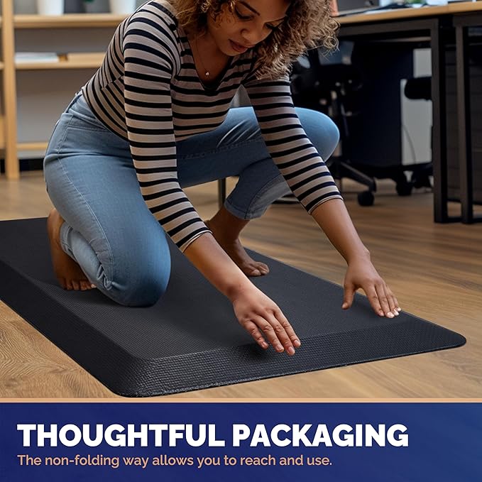 FEATOL Anti Fatigue Mat for Standing, 9/10 Extra Thick Ergonomic Standing Desk Mat, Comfort & Durable Memory Foam Standing Mat at Home,Office All Day (20" x 32", Black,4PC)