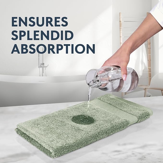 White Classic Luxury Mint Green Hand Towels - Image 4