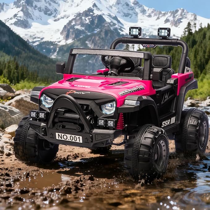 12V Kids Ride on Car, Electric Ride on Truck w/Parent Remote, Spring Suspension, Bluetooth Music, LED Light, 4.1Mph Max Speed, 3 Speeds, Battery Powered Vehicles for Kids Toddler Age 3-8, Rose