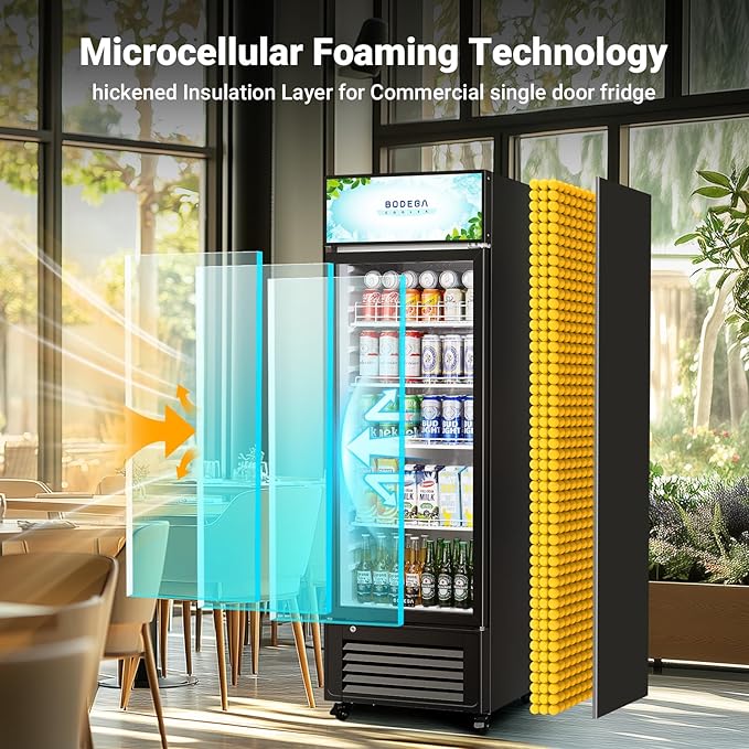 BODEGACOOLER Commercial Beverage Refrigerator, 240 Cans & 160 Bottles, Display Refrigerator For Beer,Soda, Merchandiser Refrigerator with Soft LED Light For Kitchen, Office, Garage, Gym,Man cave,Shop