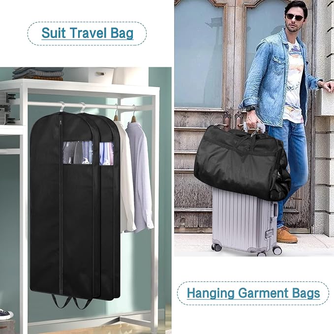 KIMBORA 54" Suit Bags for Closet Storage and Travel, Gusseted Hanging Garment - Image 3