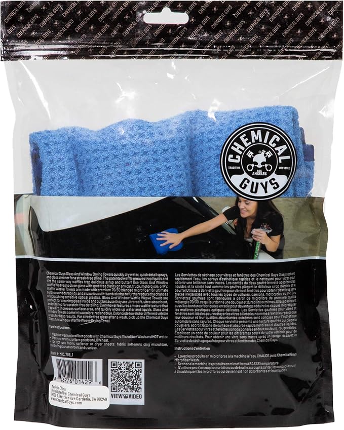 Chemical Guys Waffle Weave Glass Cloth Microfiber Towel, 24 x 16 - Image 3