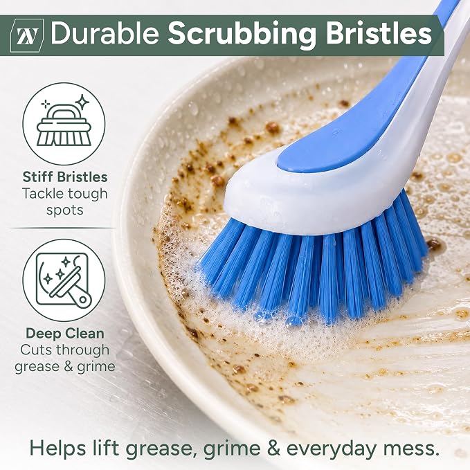 Zuvo Dish Brush Set of 3 with Suction Cup – Dish Scrubber & Cleaning Brush | - Image 2