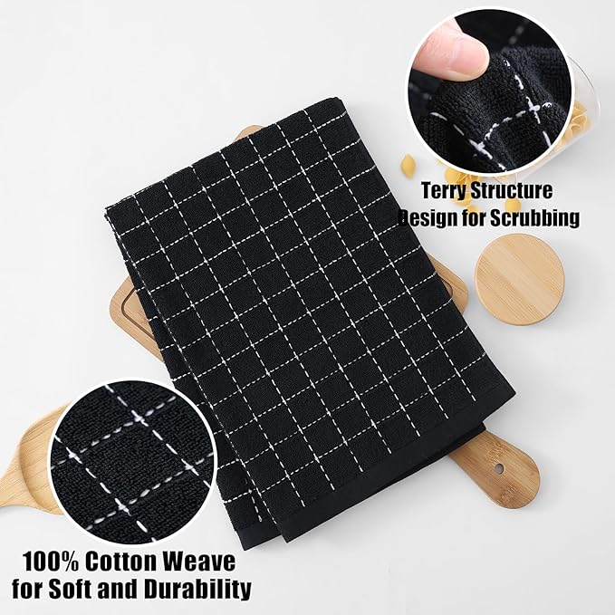 Homaxy 100% Cotton Terry Kitchen Towels, Large 4 Pack - Image 2